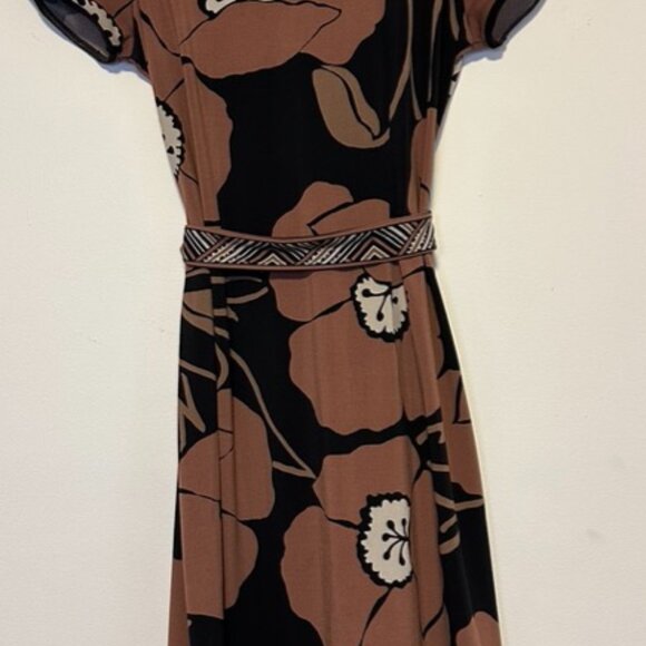 BCBGMaxAzria brown and black floral midi dress size S - Picture 4 of 7